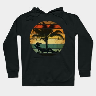 Western Waves Cowboy Relaxed at Island Sunset vintagee retro style Hoodie